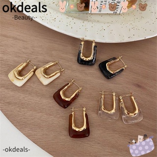 Okdeals ต่างหูอะคริลิคใส รูปตัว U ทรงเรขาคณิต ไม่สม่ําเสมอ