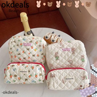 Okdeals กระเป๋าเครื่องสําอาง กระเป๋าคลัทช์ ผ้าฝ้าย แบบพกพา อเนกประสงค์ สําหรับผู้หญิง