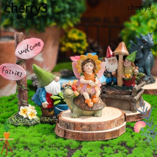 Cherry3 ตุ๊กตาโนมจิ๋ว งานฝีมือ สําหรับตกแต่งบ้าน กระถางดอกไม้ รูปปั้นคนแคระ