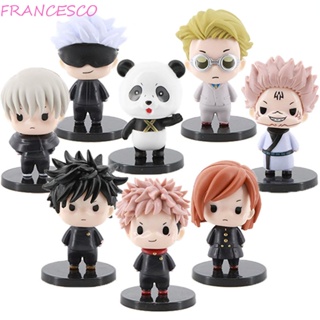 Francesco ฟิกเกอร์อนิเมะญี่ปุ่น Jujutsu Kaisen Fushiguro Megumi Gojo Satoru Kugisaki Nobara Q Version 8 ชิ้น ต่อชุด