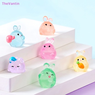 Thevantin ตุ๊กตากระต่ายเรืองแสง ขนาดเล็ก สําหรับตกแต่งบ้านตุ๊กตา 3 ชิ้น