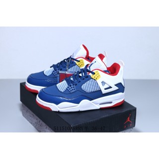 รองเท้าบาสเก็ตบอล Air Jordan 4 AJ4 Jordan 4 สําหรับผู้ชาย 408452 ฟ้า ขาว แดง k