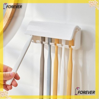 FOREVER ที่แขวนแปรงสีฟัน พลาสติก มีกาวในตัว 6 ช่อง สีขาว สําหรับห้องน้ํา 2 ชิ้น