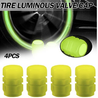 4PCS Yellow Universal Fluorescent Luminous Car Tire Valve Auto Tyre Valves Caps