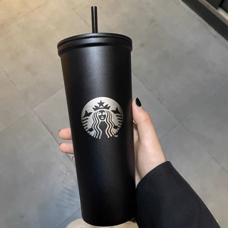 ใหม่ Starbucks กระติกน้ําร้อนสเตนเลส ลายเทพี blackpink พร้อมหลอดดูดน้ําร้อน สีดํา