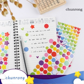 Chunrong สติกเกอร์ ทรงกลม ลายดอกไม้ ดาว หัวใจ สีรุ้ง สําหรับตกแต่งสมุดภาพ สมุดภาพ สมุดภาพ DIY 6 แผ่น