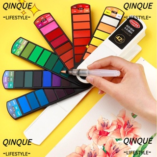 Qinjue ชุดสีน้ํา แบบพับได้ พร้อมแปรงปากกา 18 24 36 42 สี สําหรับโรงเรียน