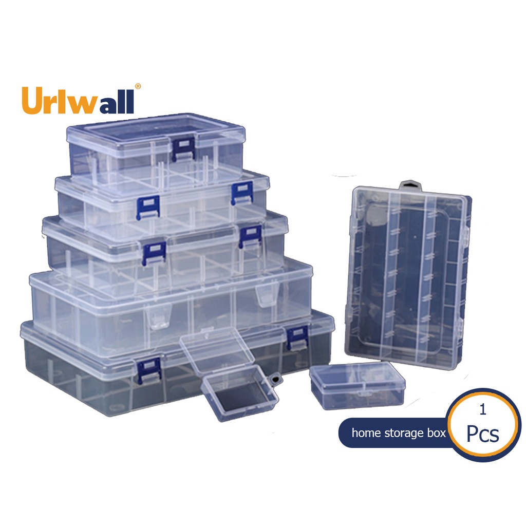 Urlwall ปรับหรือคงที่ 2-36 กริด PP พลาสติกโปร่งใสสี่เหลี่ยมกล่องเก็บบ้านเครื่องประดับต่างหูลูกปัดสกรูผู้ถือกรณี Organizer