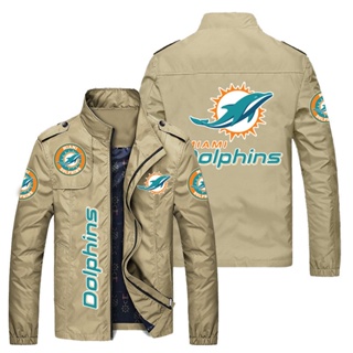 NFL dolphins football team jacket outdoor sports loose thin cardigan stand collar windbreaker