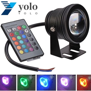 Yolo โคมไฟสปอตไลท์ RGB 10W กันน้ํา ปรับได้ พร้อมรีโมตคอนโทรล