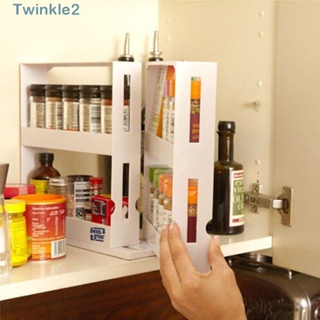 Twinkle ชั้นวางขวดโหลพลาสติก หมุนได้ 2 ชั้น สร้างสรรค์ สําหรับห้องครัว