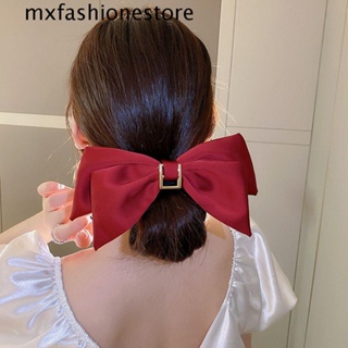 Mxfashione กิ๊บติดผมหางม้า ประดับโบว์ ขนาดใหญ่ หรูหรา สไตล์ฝรั่งเศส แฟชั่นฤดูใบไม้ผลิ สําหรับผู้หญิง