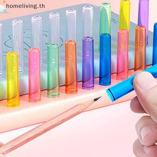 Home ฝาครอบดินสอพลาสติกใส สีแคนดี้ สําหรับนักเรียน เด็ก 6 ชิ้น