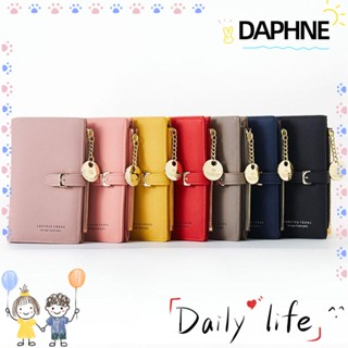 Daphne กระเป๋าสตางค์ ใบเล็ก มีซิป สีพื้น ใส่บัตรได้หลายใบ สําหรับผู้หญิง