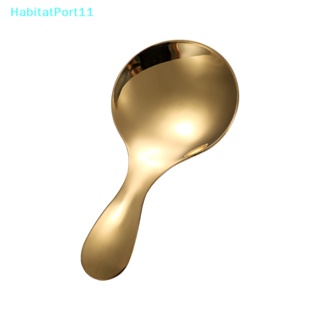 Habitatport ช้อนสเตนเลส ด้ามจับสั้น สีทอง สําหรับตักเครื่องเทศ ชา กาแฟ ไอศกรีม เครื่องปรุงเด็ก