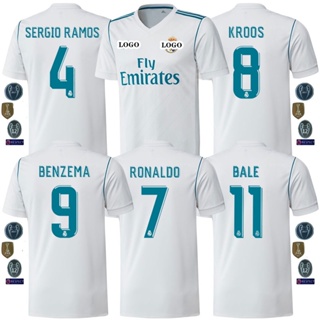 เสื้อกีฬาแขนสั้น ลายทีมชาติฟุตบอล Real M ronaldo benzema 17 18 ชุดเหย้า สไตล์เรโทร สําหรับผู้ชาย