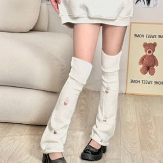 Perforated Wide Leg Socks for Girls New Knitted Long Leg Warmth Sleeve for Lolita Girls Y2K Paired with Long Leg Wide Leg Knit Socks for Women