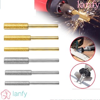 Lanfy หินลับคมเลื่อยยนต์ เคลือบเพชร สีเงิน 4 4.8 5.5 มม. 5 ชิ้น