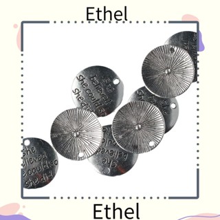 Ethel1 จี้พวงกุญแจ อัลลอย ทรงกลม ลายตัวอักษร She Believed She Could So She Did สไตล์โบราณ สําหรับทําพวงกุญแจ DIY