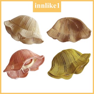 Innlike1 หมวกบีนนี่ กันแดด ระบายอากาศ สีพื้น แฟชั่นฤดูร้อน สําหรับเด็ก