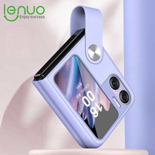 Lenuo เคสโทรศัพท์หนัง ฝาพับ พร้อมขาตั้ง กันกระแทก สําหรับ Oppo Find N2 Flip 5G