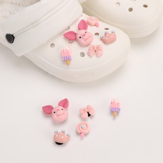 การ์ตูน Dunkin Donut Jibits สําหรับ Crocs ชุดกระเป๋าเดินทาง โบ Jibitz Charm Macaron Pig Jibbits Croc Chain สําหรับผู้หญิง อุปกรณ์เสริมรองเท้า จี้รองเท้า หมุดตกแต่ง