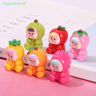 Peacellow Kawaii ตุ๊กตาเรซิ่น รูปผลไม้ สตรอเบอร์รี่ ส้ม ทุเรียน ขนาดเล็ก สําหรับตกแต่งบ้านตุ๊กตา รถยนต์ DIY