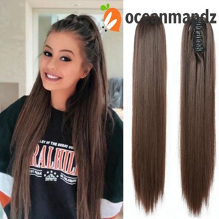 Oceanmapdz ยาวตรง หางม้า แฟชั่น เรียบ มองไม่เห็น ผู้หญิง สีน้ําตาล สังเคราะห์ ผู้หญิง สีดํา กรงเล็บ บนหางม้า