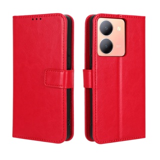 เคสโทรศัพท์หนัง PU ฝาพับ พร้อมช่องใส่บัตร และขาตั้ง สําหรับ VIVO Y27 5G Y27 5G