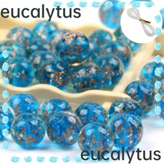 Eucalytus1 ลูกปัดแก้วคริสตัล เรืองแสงในที่มืด ทรงกลม สีฟ้า สําหรับทําเครื่องประดับ งานฝีมือ DIY 100 ชิ้น