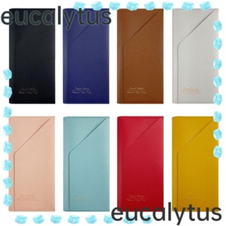 Eucalytus1 กระเป๋าสตางค์ หนัง Pu น้ําหนักเบา สีพื้น สําหรับผู้ชาย