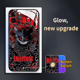 เคสโทรศัพท์มือถือแบบแก้ว ลายการ์ตูนผี มีไฟกระพริบ LED สําหรับ iPhone 14Promax 14Plus 13Promax 12ProMax 7plus 8plus XR XS X XSMAX 11ProMax 11pro