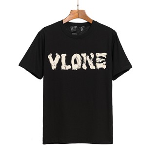 ใหม่ เสื้อยืดแขนสั้น คอวี พิมพ์ลายตัวอักษร vlone แฟชั่นคู่รัก 2021