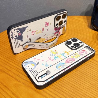 เคสโทรศัพท์มือถือหนัง ลายการ์ตูนสุนัขน่ารัก พร้อมสายรัดข้อมือ สําหรับ iPhone 14ProMax 13 12 11