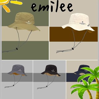 Emilee หมวกชาวประมง หมวกลายพราง ขอบกลม ปีนเขา ตกปลา สีพื้น สําหรับกลางแจ้ง