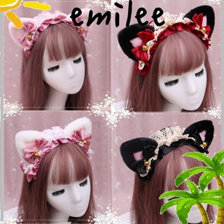 Emilee ที่คาดผมหูแมว, ที่คาดผมคอสเพลย์ ตุ๊กตา ผ้ากํามะหยี่ขนนิ่ม แฮนด์เมด, อุปกรณ์ประกอบฉากแฟนซีจําลองน่ารัก สําหรับผู้หญิง เด็กผู้หญิง