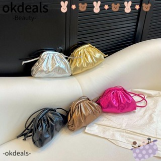 Okdeals กระเป๋าสะพายข้าง หนัง PU ทรงคลัทช์ แต่งหูหิ้วนิ่ม เรียบง่าย แฟชั่นสําหรับผู้หญิง