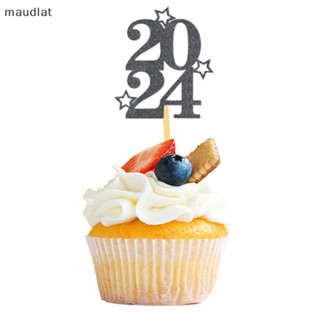 Maud ป้ายท็อปเปอร์ ลาย Happy New Year สําหรับตกแต่งเค้ก คัพเค้ก 10 ชิ้น 2024