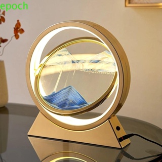 Epoch โคมไฟตั้งโต๊ะ LED รูปทะเล 3D มีทรายไหล 7 สี สําหรับตกแต่งห้องนอน