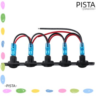 PISTA อะแดปเตอร์สวิตช์เปิดปิด SPST 5 ช่อง ไฟ LED 20A 12V ทรงกลม สีฟ้า สําหรับรถยนต์ เรือ