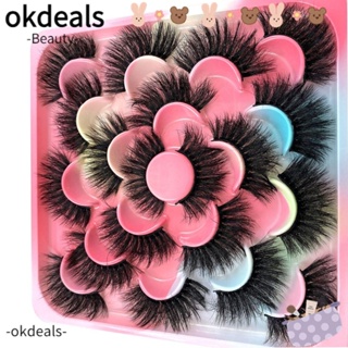 Okdeals ขนตาปลอม หลายชั้น 20-25 มม. สําหรับแต่งหน้า 10 คู่