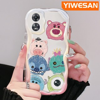 เคสโทรศัพท์มือถือแบบใส ลายการ์ตูนหมี สตรอเบอร์รี่ และมอนสเตอร์ตัวน้อยน่ารัก สีครีม สําหรับ OPPO A58 5G A58X 5G A78 5G A1X 5G A55 5G A98 5G F23 5G A1 5G