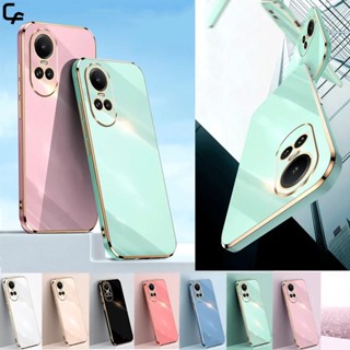 เคสโทรศัพท์มือถือซิลิโคน TPU ขอบตรง ชุบสี สําหรับ OPPO Reno 10 8T Pro+ Plus Reno10 Reno8 T 5G 2023