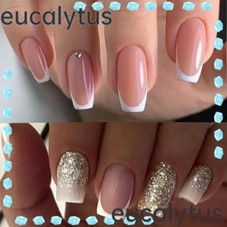 Eucalytus1 เล็บปลอม แบบกด สไตล์ฝรั่งเศส สําหรับตกแต่งเล็บ 24 ชิ้น