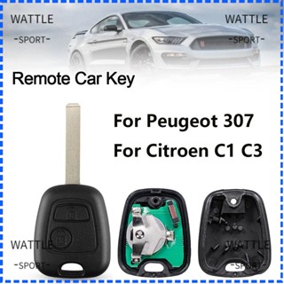 Wattle กุญแจรีโมตรถยนต์ 433MHZ VA2 Blade ชิป ID46 2 ปุ่ม อุปกรณ์เสริม แบบเปลี่ยน สําหรับ Peugeot 307 Citroen C1 C3