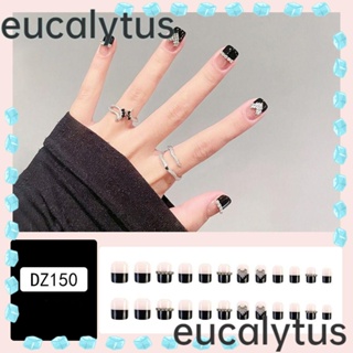 Eucalytus1 เล็บปลอม รูปหัวใจ สไตล์ฝรั่งเศส DIY 24 ชิ้น