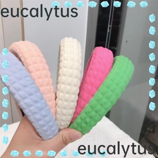 Eucalytus1 ที่คาดผมฟองน้ํา ด้านข้างกว้าง กันลื่น เครื่องประดับผม สีพื้น สําหรับล้างหน้า บิดผม ที่คาดผม สปา