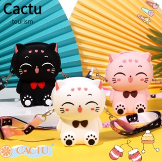 Cactu กระเป๋าสะพายไหล่ ทรงโท้ท ขนาดเล็ก ลายแมวน้อย