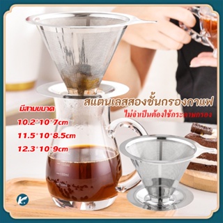 【KC】ตัวกรองกาแฟ นำมาใช้ใหม่ กรองกาแฟสแตนเลส สแตนเลส กรวยดริปกาแฟ Stainless Coffee Dripper ไม่เป็นสนิมง่าย