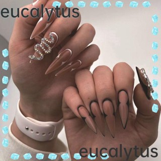 Eucalytus1 เล็บปลอมคริสตัล รูปงู ถอดออกได้ สําหรับตกแต่งเล็บ 24 ชิ้น